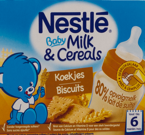 Nestle Baby Milk & cereal Koekjesmeel 2x250 ml  -  Nestle