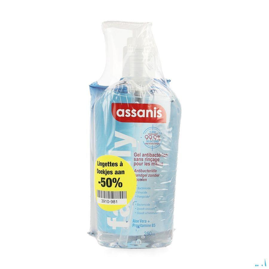 Assanis Family Gel 250 ml + Doekjes 25 1/2 Prijs