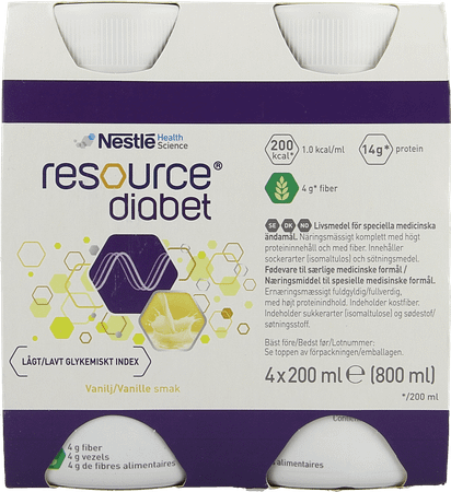 Resource Diabet Vanilla 4x200 ml 12173634  -  Nestle