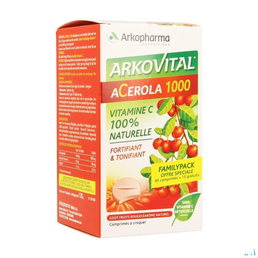 Arkovital Acerola 1000 Familypack Comprimes A Macher 60  -  Arkopharma