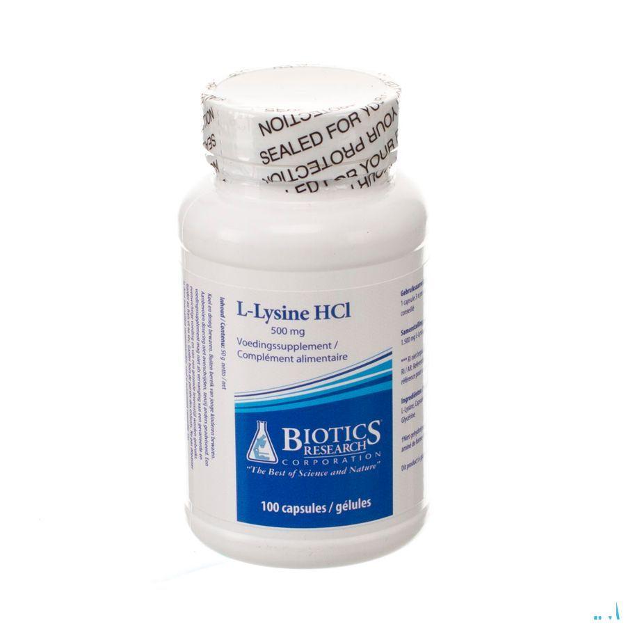Biotics L-Lysine HCL 500mg 100 capsules  -  Energetica Natura