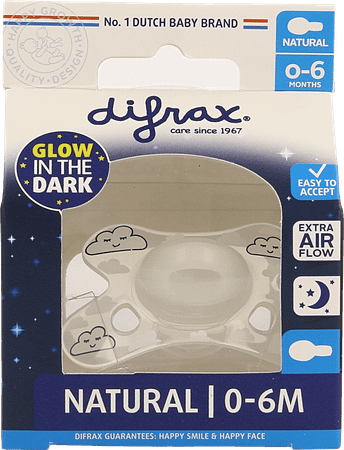 Difrax Fopspeen Natural 0-6 Nacht  -  Difrax