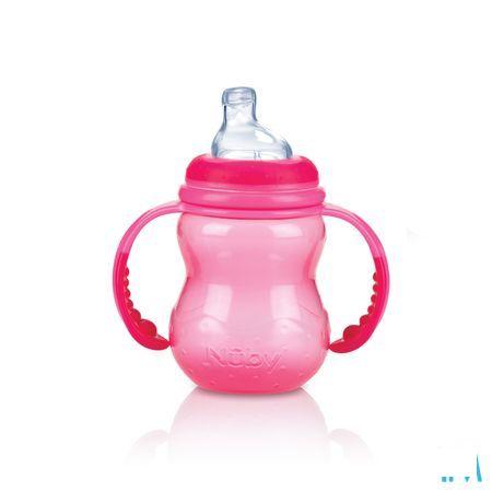 Nuby Trainingsfles Met Antilektuit - 240 ml - 6m +   -  New Valmar