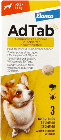 Adtab 225mg Hond >5,5Kg-11Kg Kauwtabl 3