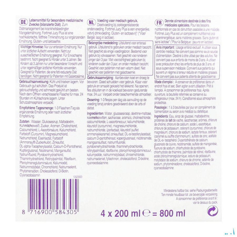 Fortimel Jucy Plus Peer Vlierbloes. 4 x 200 ml 185088