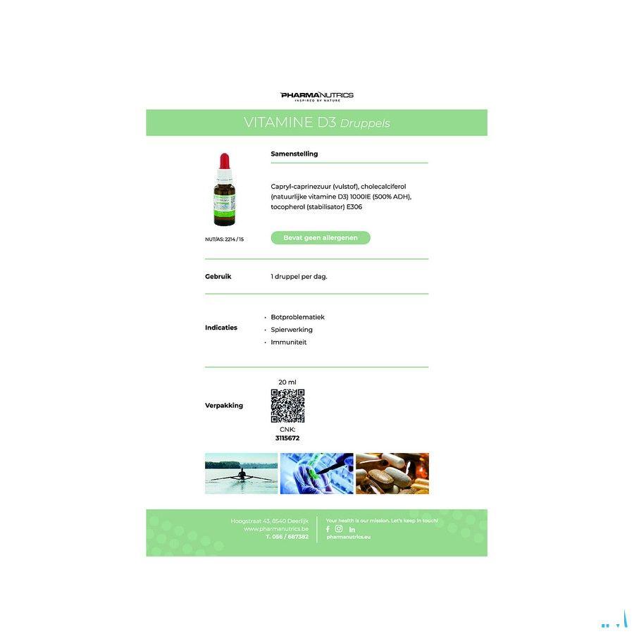Vitamine D3 Druppels 20 ml Pharmanutrics