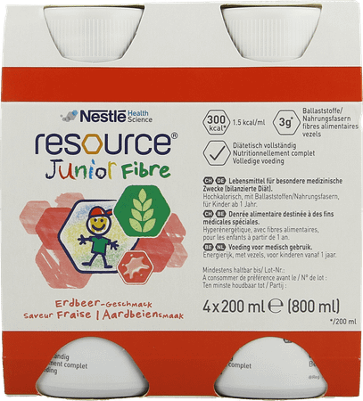 Resource Junior Fibre Aardbei 4x200 ml  -  Nestle