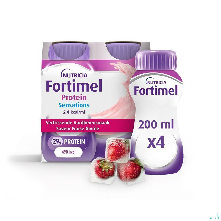 Fortimel Protein 2.4Kcal Verfriss Aardbei 4 x 200 ml