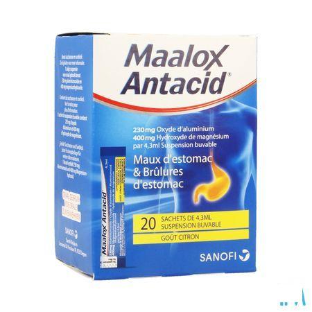 Maalox Antacid Lemon 230 mg/400 mg Suspension Or. 20x4,3 ml