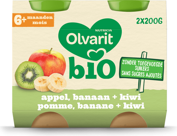 Olvarit Bio Pomme Banane Kiwi 6M 2X200G  -  Nutricia
