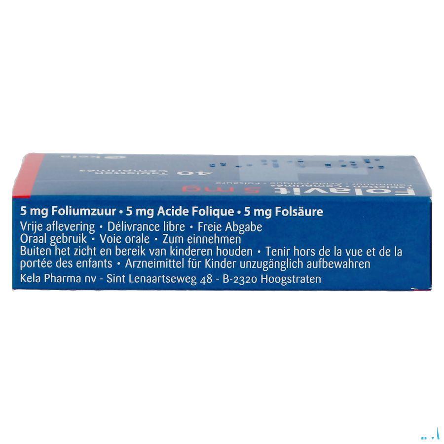 Folavit 5 mg Comp 40 X 5 mg  -  Kela Pharma