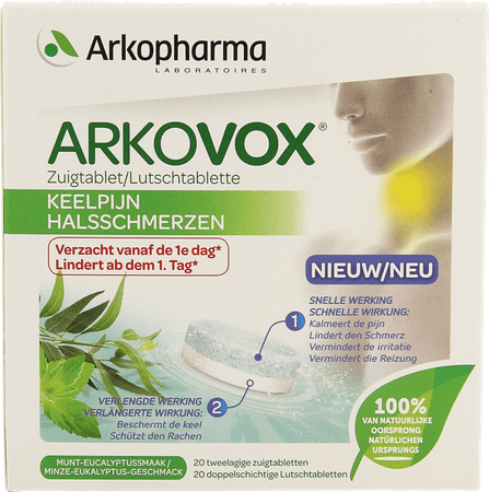 Arkovox Keelpijn Munt Eucalyptus Zuigtabletten 20  -  Arkopharma