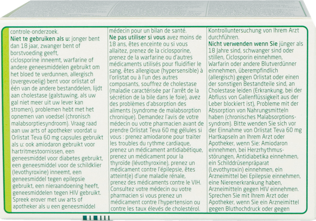 Orlistat Teva Harde Capsule 120 X 60 mg 