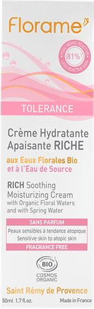 Florame Creme Hydratante Apaisante Riche Bio 50 ml  -  Natur'Inov