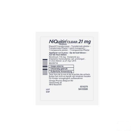 Niquitin Clear Patches 21 X 21 mg