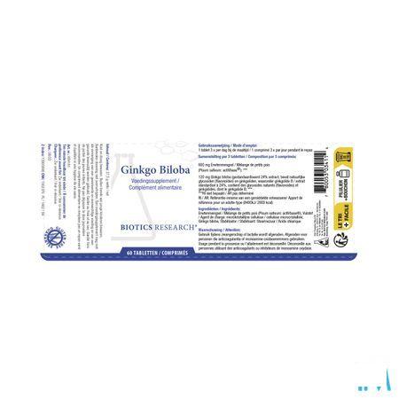 Biotics Ginkgo Biloba (24%) 60 comprimés  -  Energetica Natura