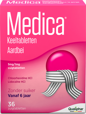 Medica Keeltabletten Aardbei Zuigtabl 36