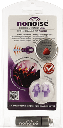 Nonoise Gehoorbescherm. Muziek Lim.ed. + strawb Lips 