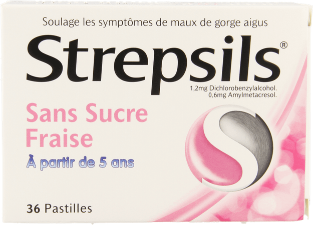 Strepsils Sans Sucre Fraise Pastille 36