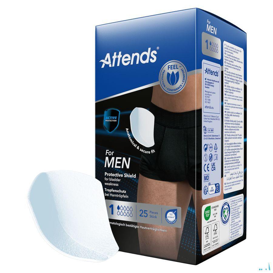 Attends For Men Shield 1 Incontinentie Inleg 25 Attends For Men Shield 1 Incontinentie Inleg 25