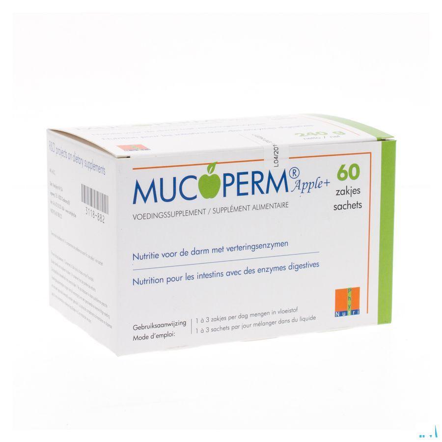 Mucoperm Apple+ Pdr Zakje 60 x 4 g  -  Nutriphyt