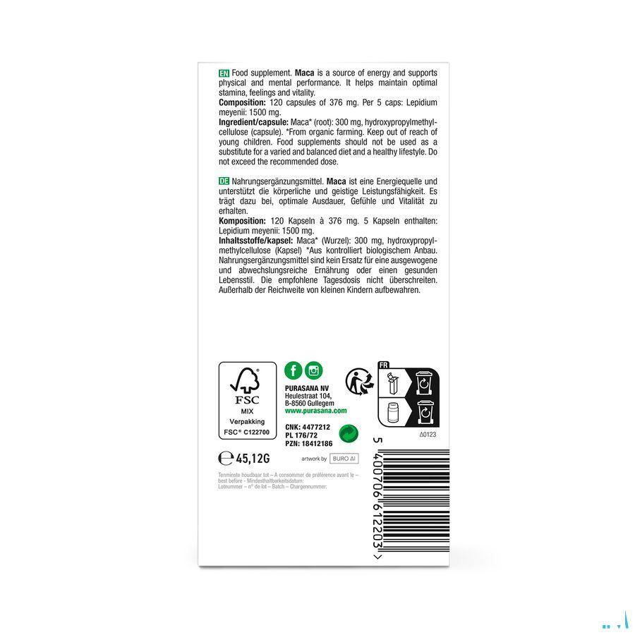Purasana Vegan Maca 300Mg Bio V-Caps 120