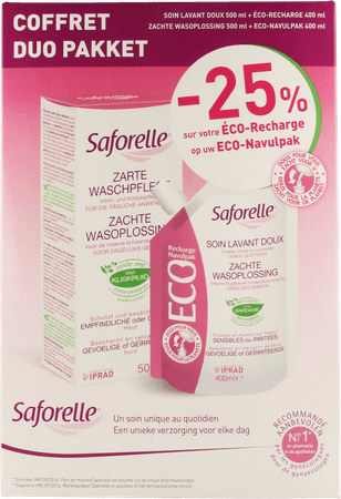 Saforelle Duo Wasverzorging Zacht 500 ml + eco.400 ml