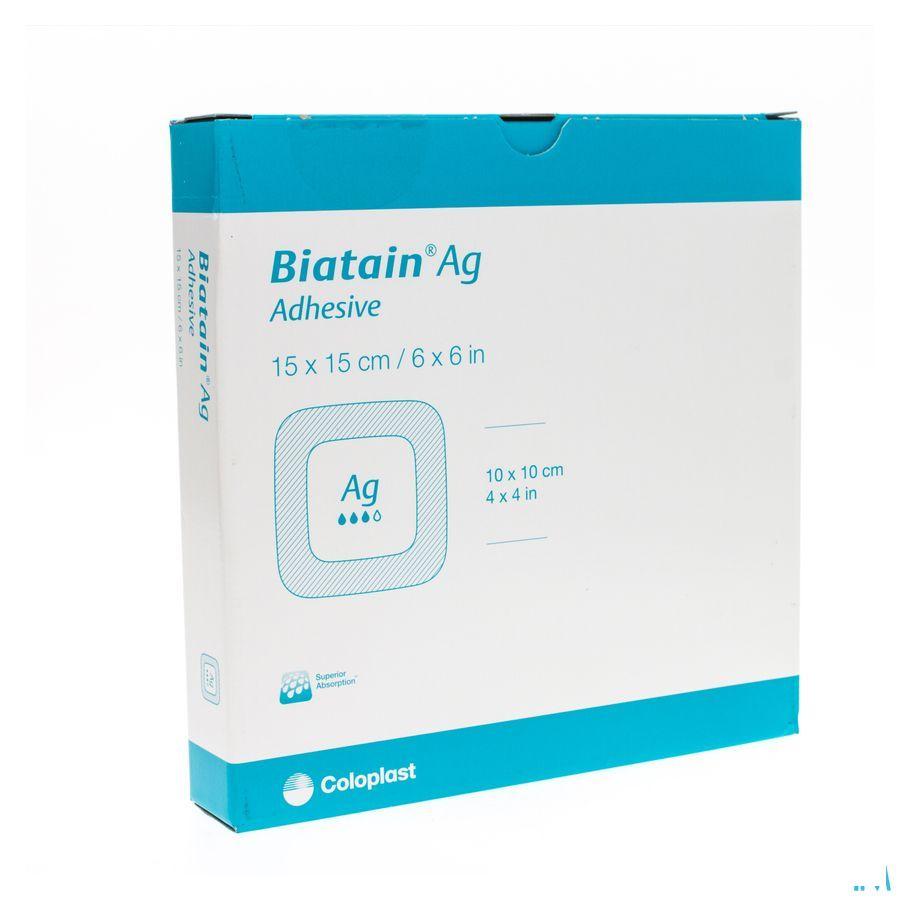Biatain Ag Schuimverband Adhesive 15,0x15,0cm 5 33464  -  Coloplast