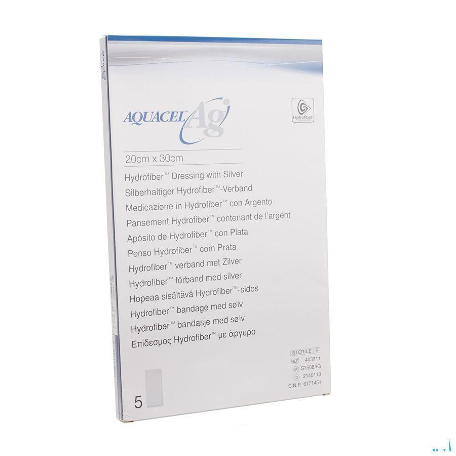 Aquacel Ag Pansement Hydrofiber Ster 20x30cm 5 403711  -  Convatec