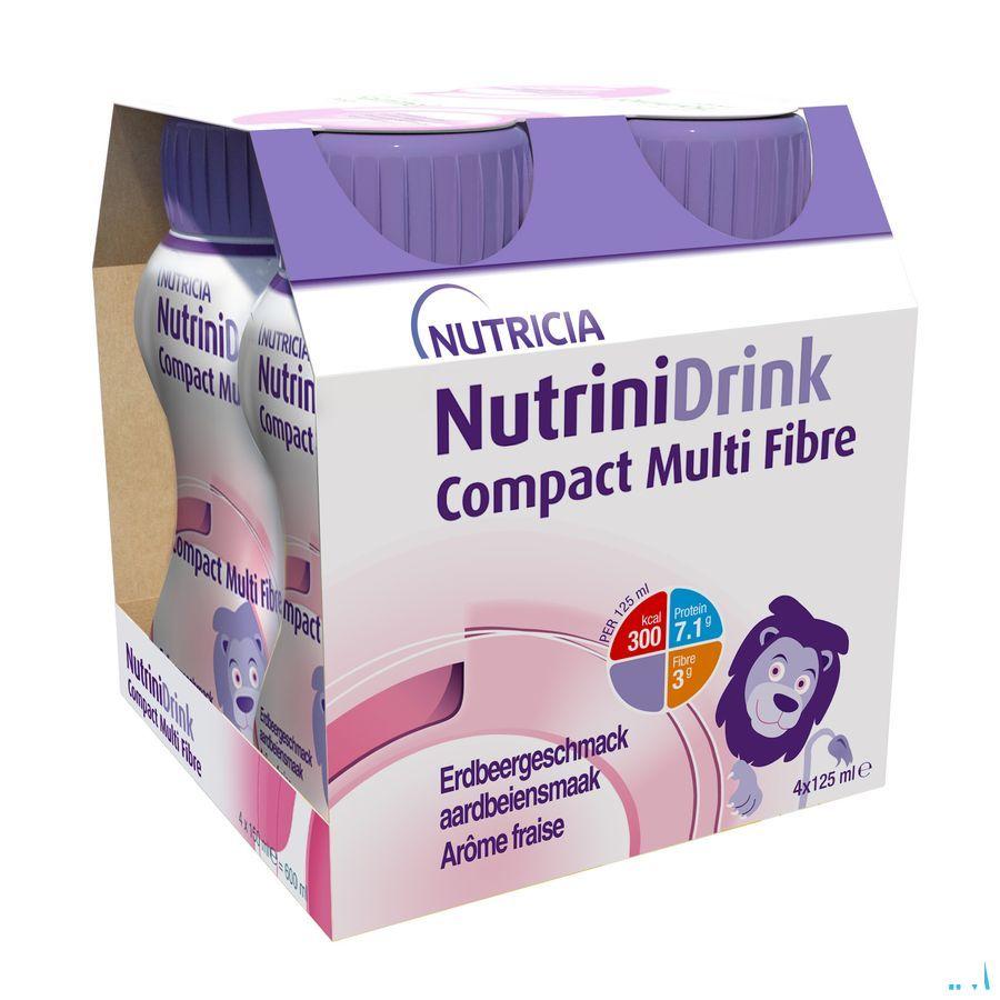 Nutrinidrink Compact Multi Fibre Aardbei 4x125 ml  -  Nutricia