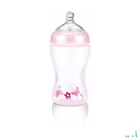Nuby Nt Biberon Rose 330 ml En Pp Avec Tetine à Debit Moyen  -  New Valmar