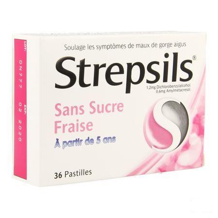 Strepsils Sans Sucre Fraise Pastille 36