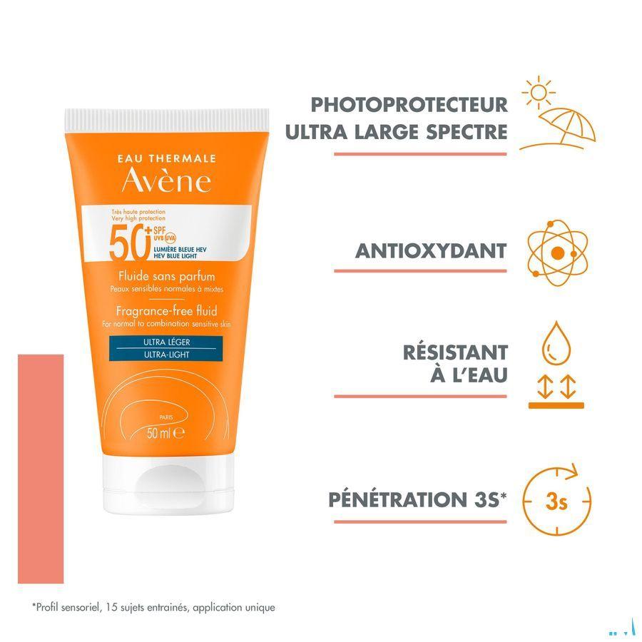 Avene Zon Ip50 + Fluide Zonder Parfum 50 ml  -  Avene