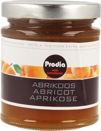 Prodia Broodbeleg Extra Abrikoos Maltitol 215 gr  -  Revogan