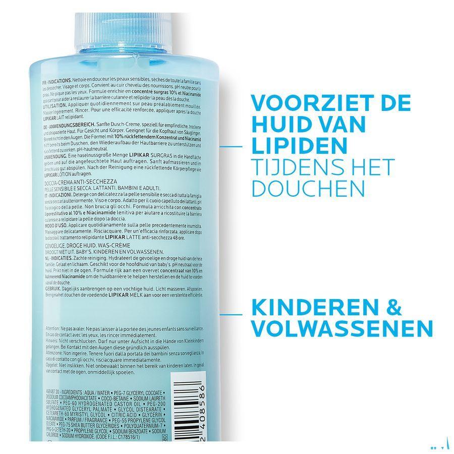 Lipikar Overvet Douche Creme Tegen Uitdrogen400 ml  -  La Roche-Posay