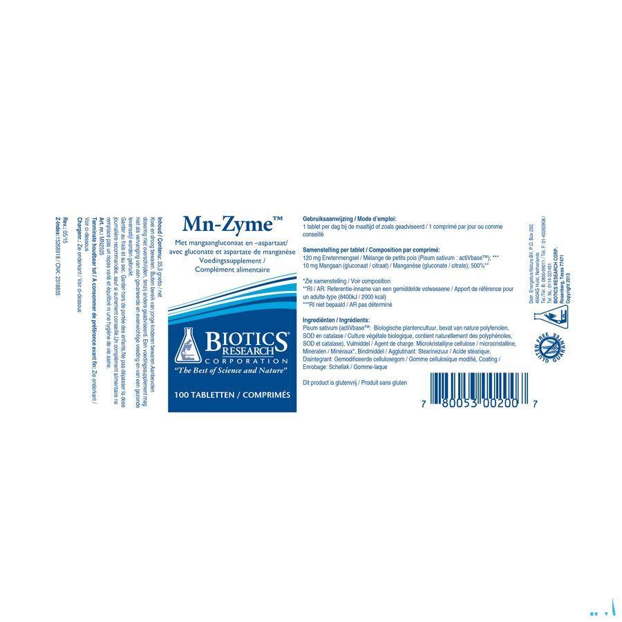 Biotics Mn-Zyme 100 comprimés  -  Energetica Natura