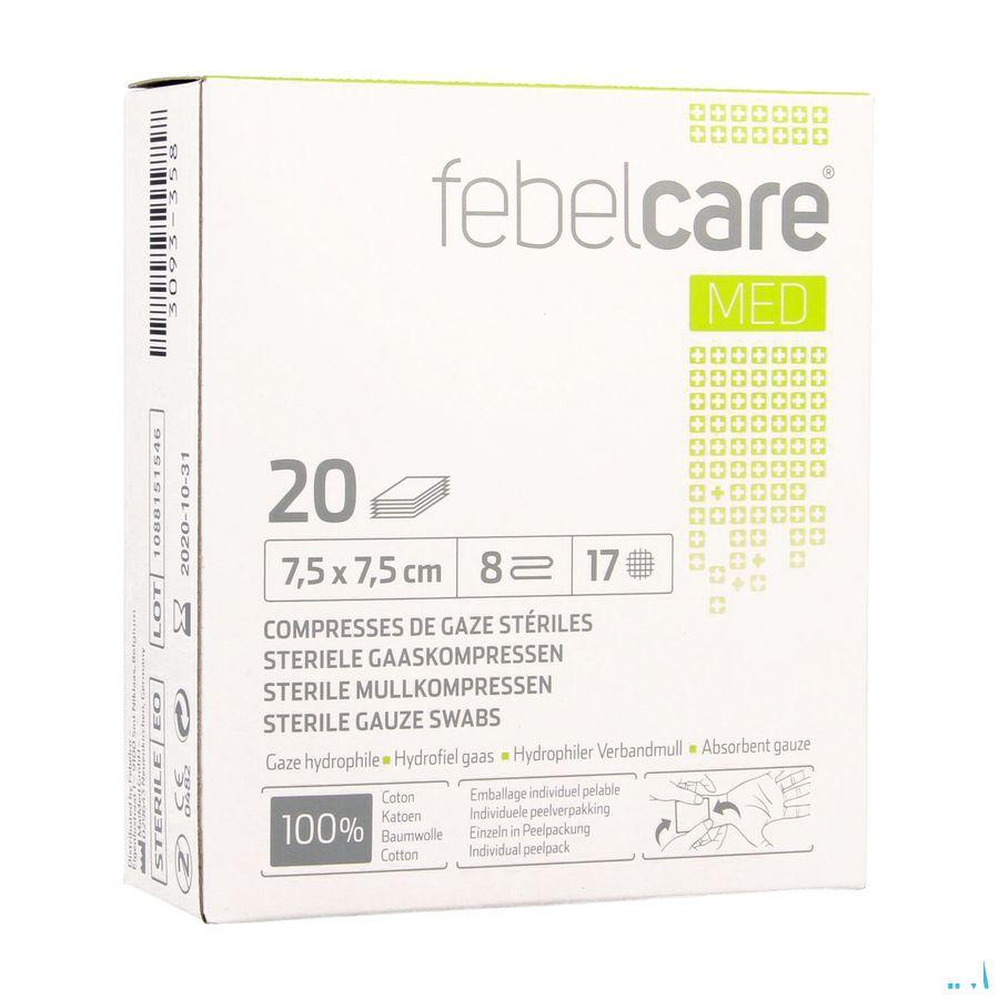 Febelcare Gaaskompres Steriel 7,5x 7,5cm 20x1