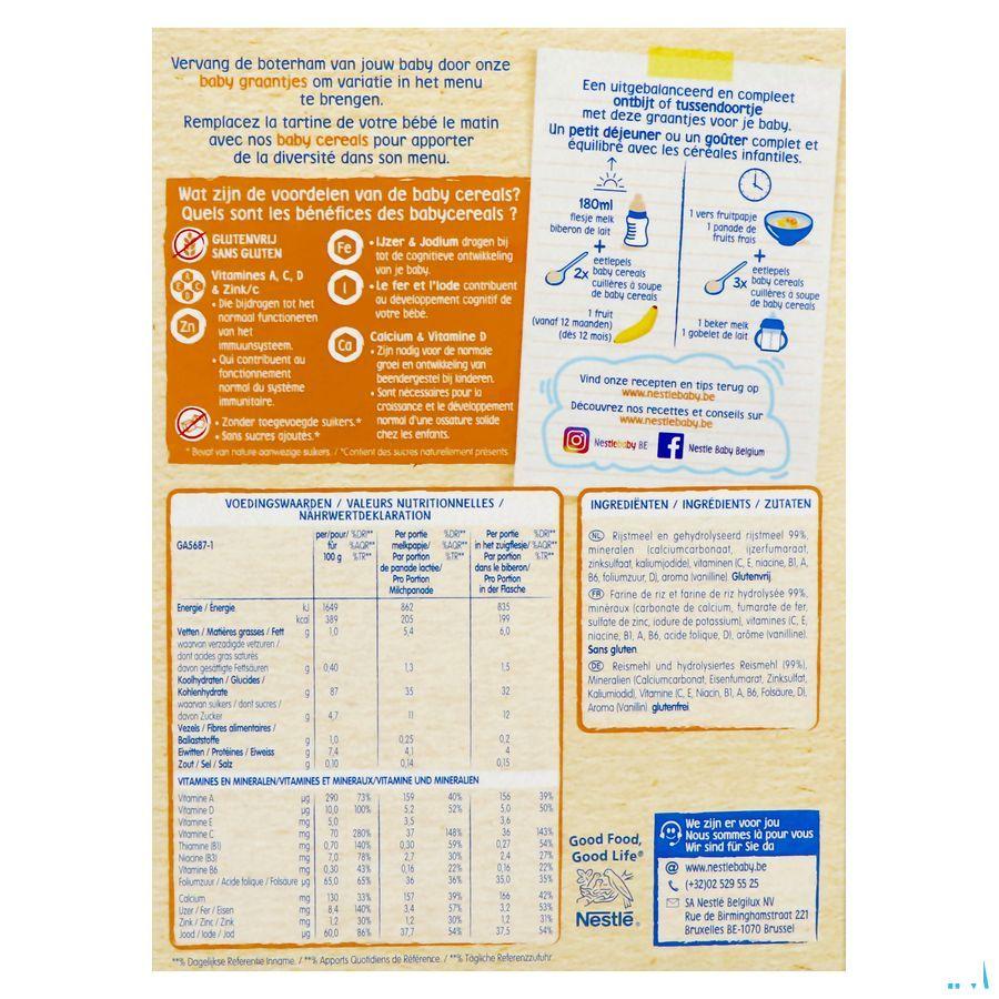 Nestle Baby Cereals Rijst Vanille Glutenvrij 250 gr  -  Nestle