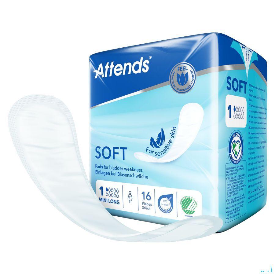 Attends Soft 1 Mini Long Inleg Anatom. 1x16 Attends Soft 1 Mini Long Inleg Anatom. 1x16