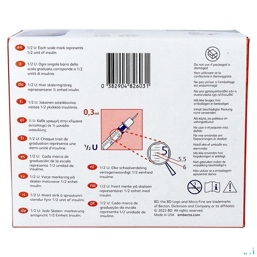Bd Microfine+ Ser.Ins.Demi 0,3  ml 30G 8Mm100 324826