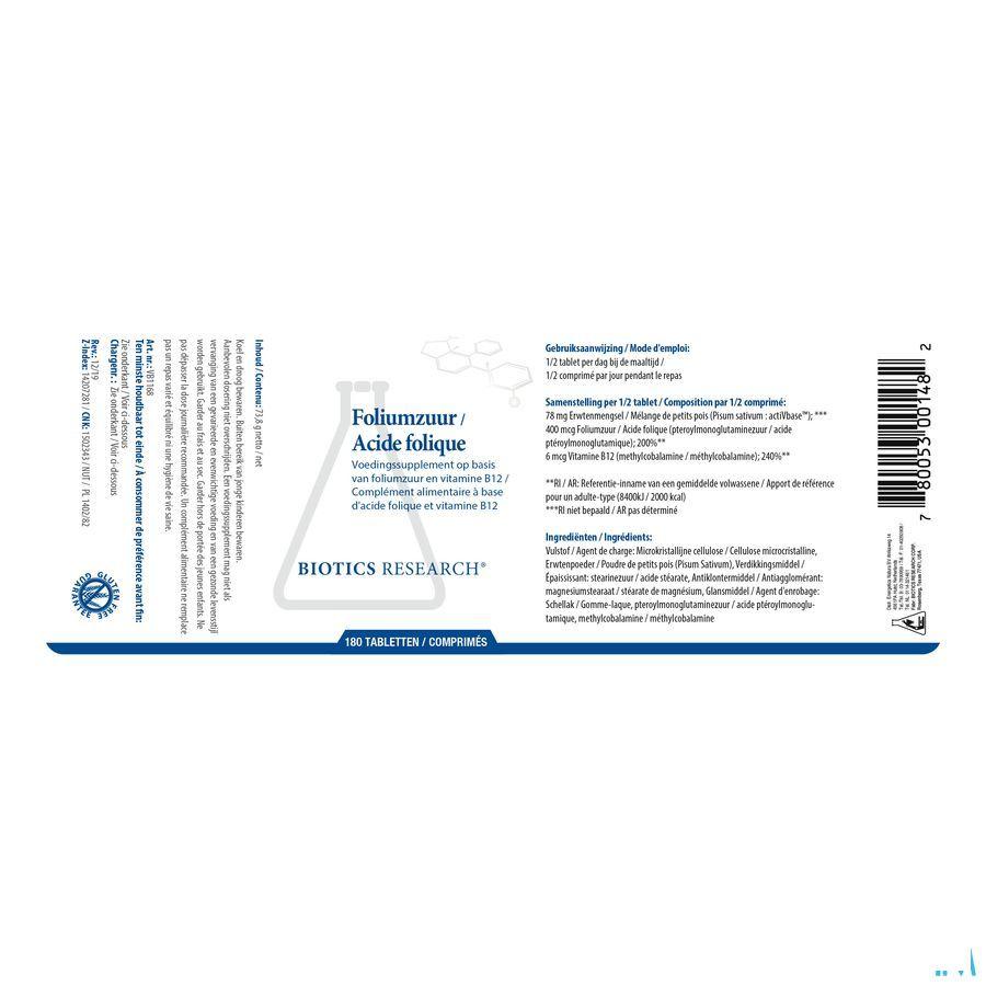Biotics Foliumzuur 180 tabletten  -  Energetica Natura