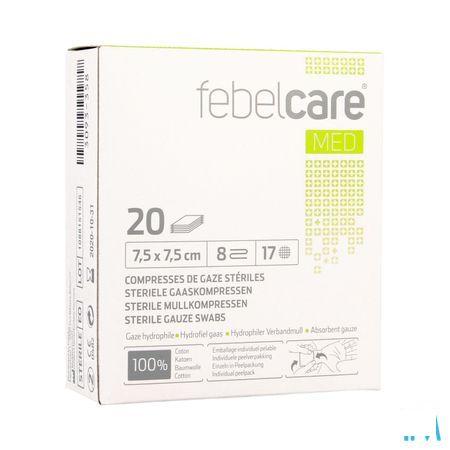 Febelcare Gaaskompres Steriel 7,5x 7,5cm 20x1