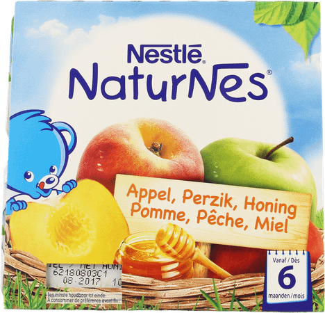 Naturnes Appel Perzik Honing Pot 4x100 gr  -  Nestle