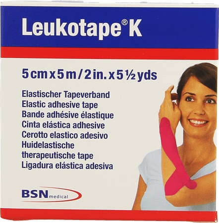 Leukotape K Kleefwindel Elast Roze 5cmx5m 1