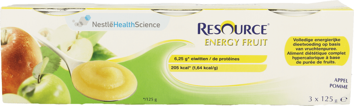 Resource Energy Fruit Appel Cups 3x125 gr  -  Nestle