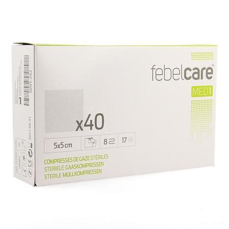 Febelcare Gaaskompres Steriel 5,0x 5,0cm 40x1