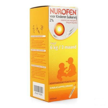 Nurofen Kind Sinaas Suspensie Suikervrij 200 ml