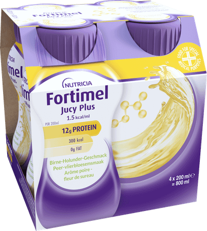 Fortimel Jucy Plus Peer Vlierbloes. 4 x 200 ml 185088
