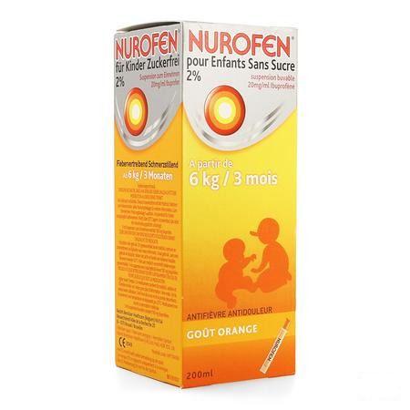 Nurofen Enfant Orange Suspension Sans Sucre 200 ml