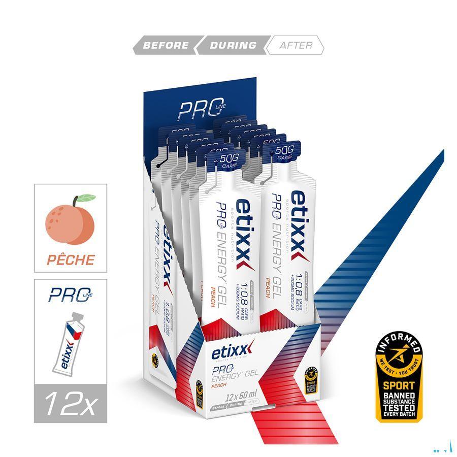 Etixx Double Carb Energy Gel Proline Peach 12 x 60 ml